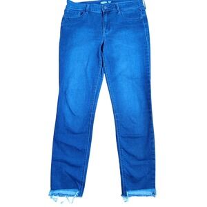 Old Navy Rockstar Super Skinny Ankle Jeans Blue Distressed Raw Hem Women Size 10